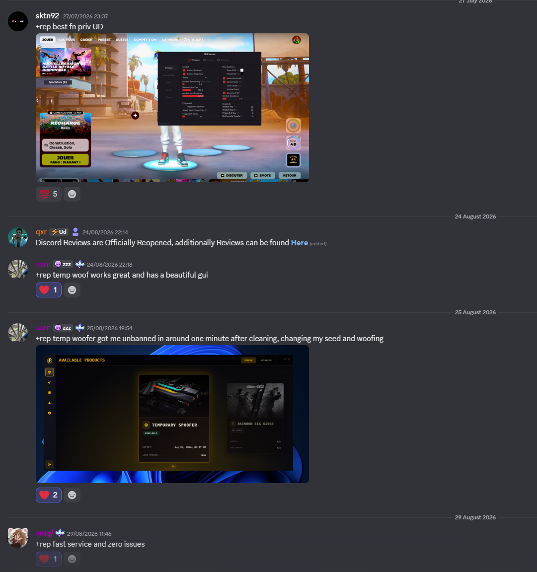Discord message about being unbanned after woofing