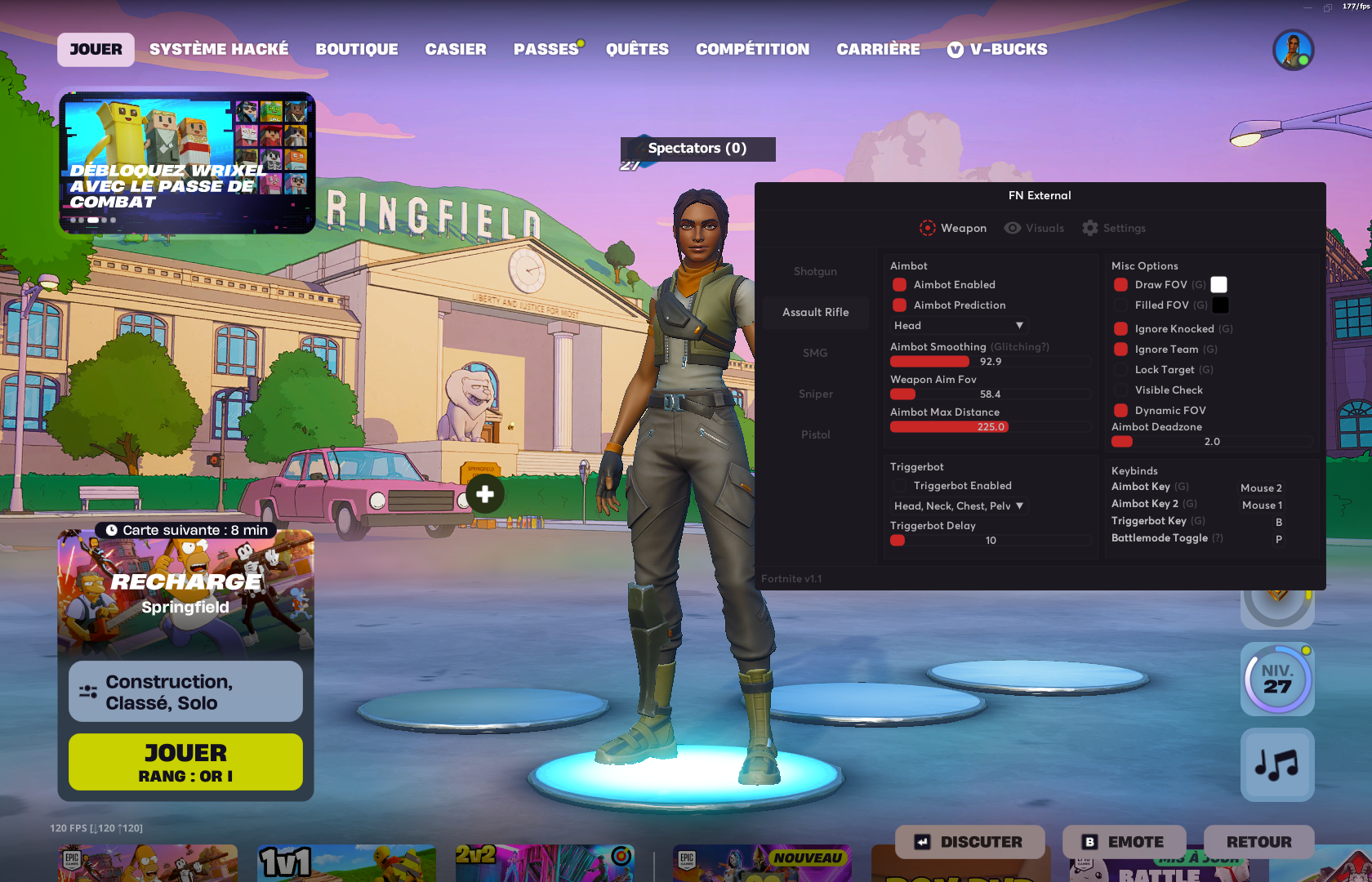 Fortnite Private cheat menu in-game